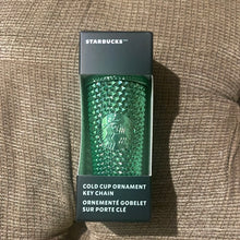 Load image into Gallery viewer, Starbucks 2023 Winter Chrome Studded green cup key chain ornament
