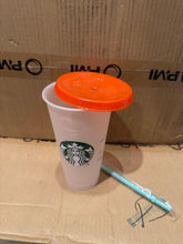 画像をギャラリービューアに読み込む, Starbucks Color Change Cups - Orange Lid, Light Blue Straw
