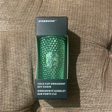 Load image into Gallery viewer, Starbucks 2023 Winter Chrome Studded green cup key chain ornament
