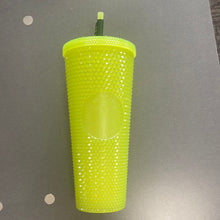Load image into Gallery viewer, Starbucks 24 oz Studded Tumbler Double Wall Glow in the Dark Black Light UV Slime Green Cold Cup 2022
