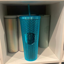 Load image into Gallery viewer, Starbucks 2023 Blue Chrome Studded Venti 24oz Tumber with straw
