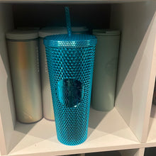 Load image into Gallery viewer, Starbucks 2023 Blue Chrome Studded Venti 24oz Tumber with straw
