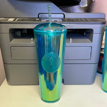 將圖片載入圖庫檢視器 Starbucks 2021 Summer Translucent Turquoise 24 oz Tumbler with Dome Lid and Straw
