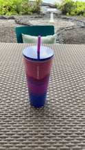 गैलरी व्यूवर में इमेज लोड करें, Starbucks 2021 Summer Watercolor Wave Trio (Pink Blue Purple) Venti Tumbler
