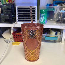 Cargar imagen en el visor de la galería, Starbucks 2021 Winter Holiday Jeweled Tumbler Cold Cup 16oz Rose Gold Christmas
