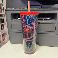 將圖片載入圖庫檢視器 Starbucks 2020 Floral Blue Double Walled Acrylic Tumbler Cold Cup, 24 Fl Oz
