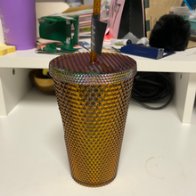 이미지를 갤러리 뷰어에 로드 , Starbucks Limited Edition 2021 50th Anniversary Honeycomb Gold Studded Cold Cup Tumbler 16oz
