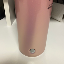Cargar imagen en el visor de la galería, Starbucks 2020 Holiday Starbucks 12 Oz Vacuum Insulated Pink Gold Pearl Sparkle Stainless Steel Tumbler with Hinged Snap Seal Lid
