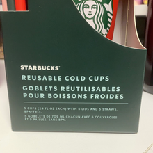 將圖片載入圖庫檢視器 Starbucks 2020 Holiday Reusable Glitter Cold Cup Tumblers, 5 Pack with Lids and Straws, 24 Oz
