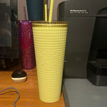 Load image into Gallery viewer, Starbucks 2023 Meadow Yellow Grid Soft Touch Tumbler Venti 24 oz
