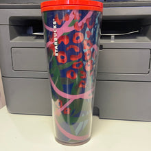 將圖片載入圖庫檢視器 Starbucks 2020 Floral Blue Double Walled Acrylic Tumbler Cold Cup, 24 Fl Oz
