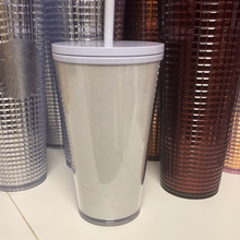 將圖片載入圖庫檢視器 Starbucks 2020 Holiday Starbucks 16 oz White Silver Fade Insulated Cold Cup Tumbler with straw
