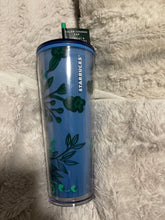 Load image into Gallery viewer, Starbucks Acrylic 2022 Holiday Blue Green ‘Berry Corsage Color Change’ Tumbler 24oz Venti
