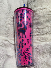 Load image into Gallery viewer, Starbucks 2022 Holiday ‘Woodland Lace Color Change’ Pink Red Tumbler 24oz Venti
