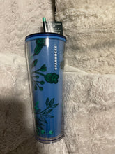 Load image into Gallery viewer, Starbucks Acrylic 2022 Holiday Blue Green ‘Berry Corsage Color Change’ Tumbler 24oz Venti
