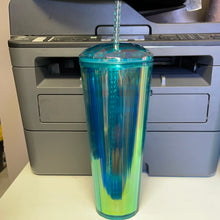 將圖片載入圖庫檢視器 Starbucks 2021 Summer Translucent Turquoise 24 oz Tumbler with Dome Lid and Straw
