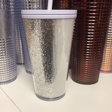 將圖片載入圖庫檢視器 Starbucks 2020 Holiday Starbucks 16 oz White Silver Fade Insulated Cold Cup Tumbler with straw
