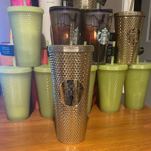 이미지를 갤러리 뷰어에 로드 , Starbucks Gold Studded Tumbler 2022 Fall Winter Holiday Bling (24 oz - Venti)
