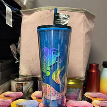 Load image into Gallery viewer, Starbucks 2021 Christmas Holiday Siren Mermaid Blue Plastic Color Change Tumbler 24oz
