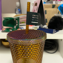 이미지를 갤러리 뷰어에 로드 , Starbucks Limited Edition 2021 50th Anniversary Honeycomb Gold Studded Cold Cup Tumbler 16oz
