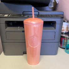 Load image into Gallery viewer, Starbucks 2021 Summer Blush Pink Kaleidoscope Venti Tumbler with Dome Lid and Straw, 24 fluid ounces
