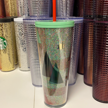 Cargar imagen en el visor de la galería, Starbucks 2020 Holiday Starbucks Glitter Tree Plastic Cold Cup - 24 fl oz
