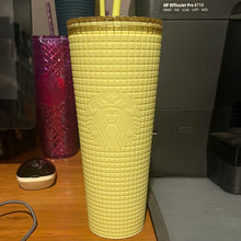 Load image into Gallery viewer, Starbucks 2023 Meadow Yellow Grid Soft Touch Tumbler Venti 24 oz
