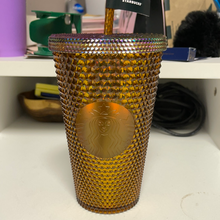 이미지를 갤러리 뷰어에 로드 , Starbucks Limited Edition 2021 50th Anniversary Honeycomb Gold Studded Cold Cup Tumbler 16oz
