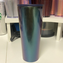 將圖片載入圖庫檢視器 Starbucks 2020 Holiday 2020 Holiday Navy Blue Green Stainless Steel Tumbler 16oz
