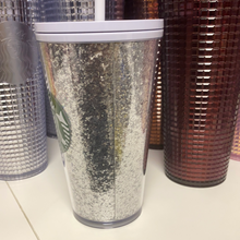 將圖片載入圖庫檢視器 Starbucks 2020 Holiday Starbucks 16 oz White Silver Fade Insulated Cold Cup Tumbler with straw
