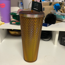 將圖片載入圖庫檢視器 Starbucks Limited Edition 2021 50th Anniversary Honeycomb Gold Studded Cold Cup Tumbler 24oz
