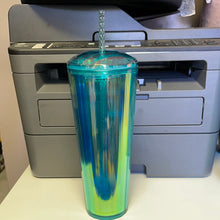 將圖片載入圖庫檢視器 Starbucks 2021 Summer Translucent Turquoise 24 oz Tumbler with Dome Lid and Straw
