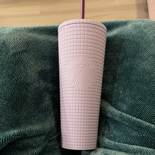 Load image into Gallery viewer, Starbucks Valentine's Day 2021 Lilac Purple Matte Studded Diamond Grid Tumbler, 24 Oz

