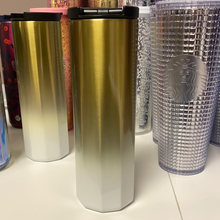 將圖片載入圖庫檢視器 Starbucks 2020 Holiday Starbucks 16 oz Brushed Bronze Fade to White Pearl Double Wall Insulated Stainless Steel Tumbler with Hinged Snap Seal Lid
