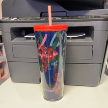 將圖片載入圖庫檢視器 Starbucks 2020 Floral Blue Double Walled Acrylic Tumbler Cold Cup, 24 Fl Oz
