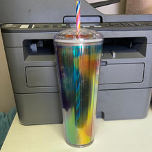 將圖片載入圖庫檢視器 Starbucks Acrylic 2021 Summer Rainbow Kaleidoscope 24oz Venti Tumbler
