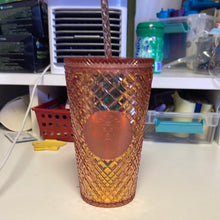 Cargar imagen en el visor de la galería, Starbucks 2021 Winter Holiday Jeweled Tumbler Cold Cup 16oz Rose Gold Christmas
