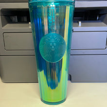 將圖片載入圖庫檢視器 Starbucks 2021 Summer Translucent Turquoise 24 oz Tumbler with Dome Lid and Straw
