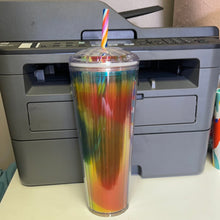 將圖片載入圖庫檢視器 Starbucks Acrylic 2021 Summer Rainbow Kaleidoscope 24oz Venti Tumbler
