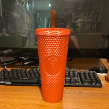 Load image into Gallery viewer, Starbucks Limited Edition Studded Tumbler Orange Pearl Halloween 2022 Venti 24 oz
