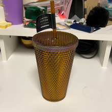 이미지를 갤러리 뷰어에 로드 , Starbucks Limited Edition 2021 50th Anniversary Honeycomb Gold Studded Cold Cup Tumbler 16oz
