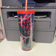 將圖片載入圖庫檢視器 Starbucks 2020 Floral Blue Double Walled Acrylic Tumbler Cold Cup, 24 Fl Oz
