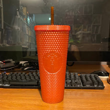 Load image into Gallery viewer, Starbucks Limited Edition Studded Tumbler Orange Pearl Halloween 2022 Venti 24 oz
