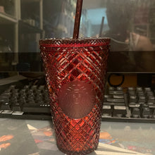 Load image into Gallery viewer, Starbucks 2022 Holiday Jewel Venti 16oz Tumbler with Straw (Red)
