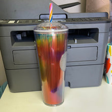 將圖片載入圖庫檢視器 Starbucks Acrylic 2021 Summer Rainbow Kaleidoscope 24oz Venti Tumbler
