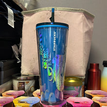 Load image into Gallery viewer, Starbucks 2021 Christmas Holiday Siren Mermaid Blue Plastic Color Change Tumbler 24oz
