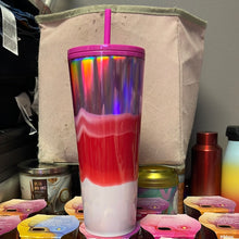 將圖片載入圖庫檢視器 Starbucks 2021 Holiday Silver Pink White Wave Christmas Tumbler Cold Cup 24 oz

